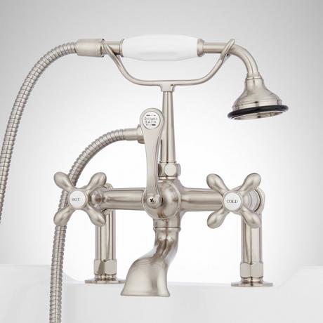 Deck-Mount Telephone Faucet with Cross Handles and Deck Couplers