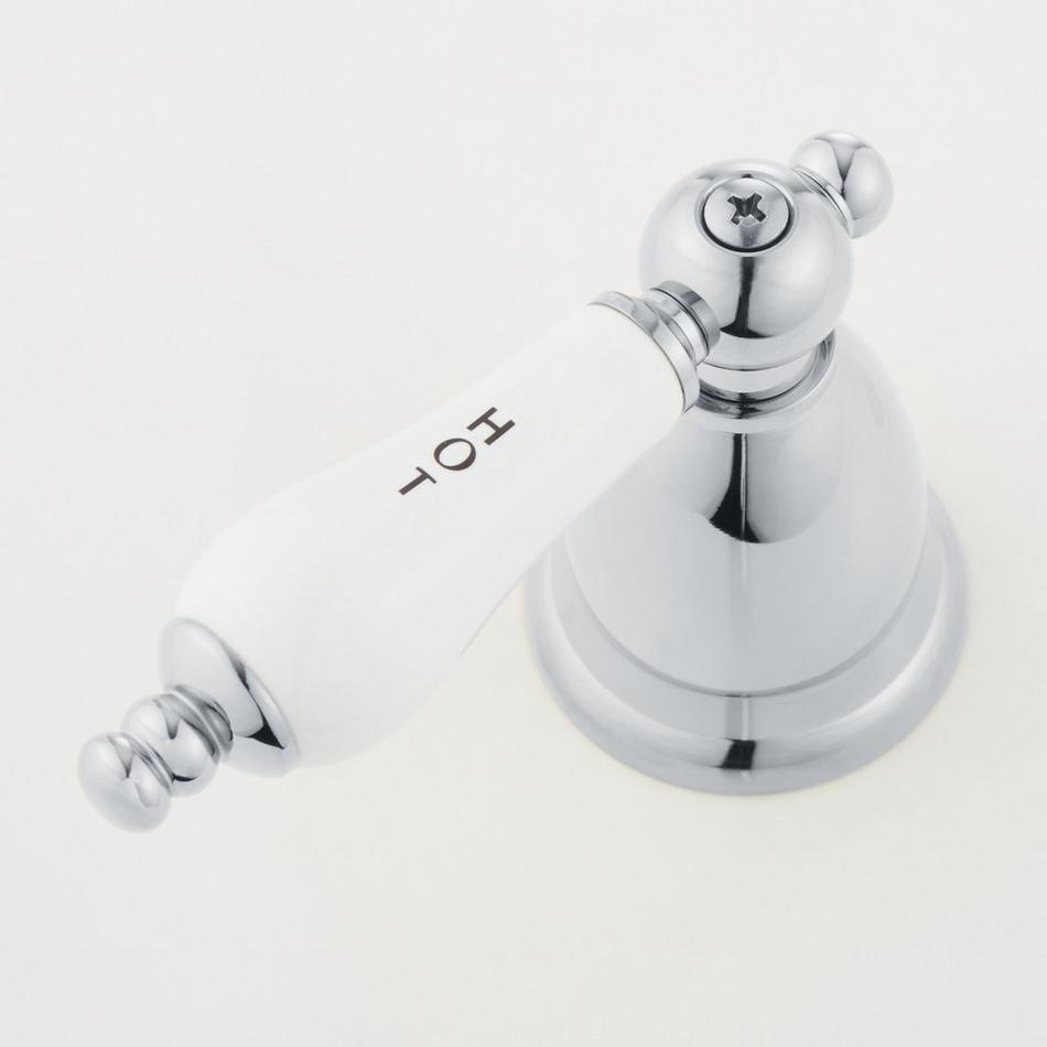 Victorian Gooseneck Bathroom Faucet - Porcelain Lever Handles - Chrome, , large image number 3