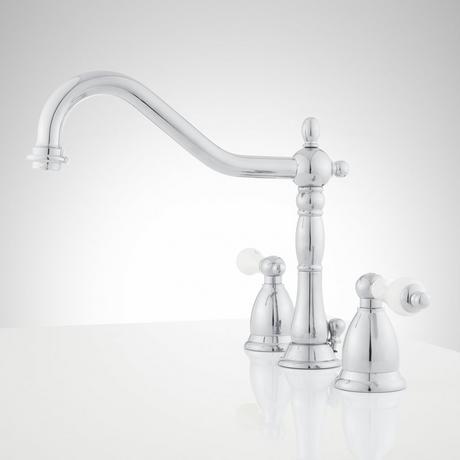 Victorian Widespread Bathroom Faucet - Porcelain Lever Handles