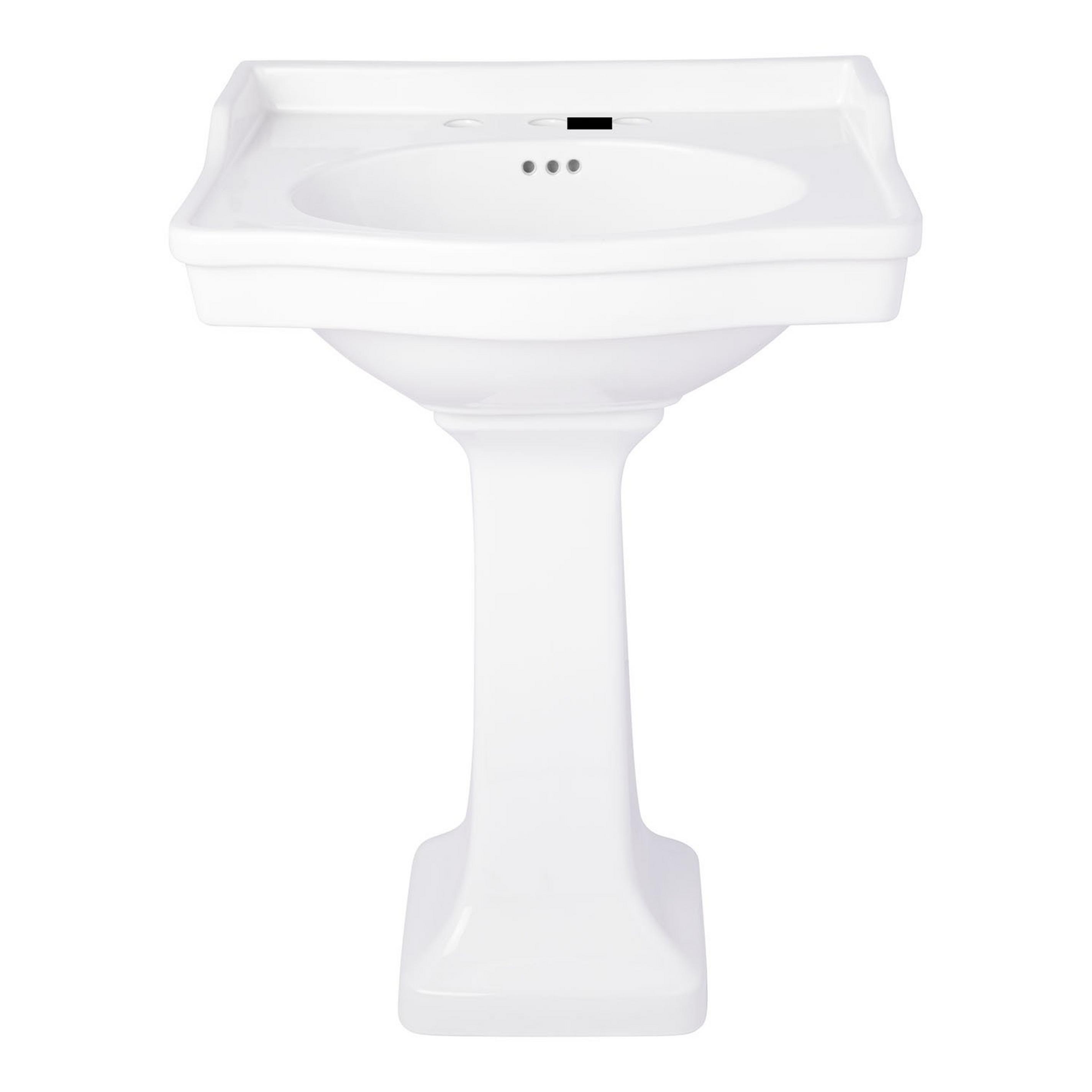 Cierra Porcelain Pedestal Sink 8" Centers White Signature Hardware