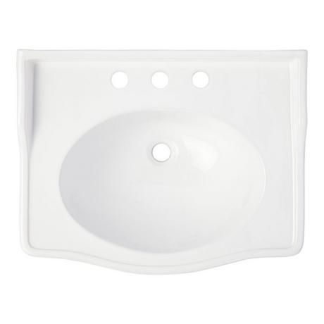 Cierra Porcelain Pedestal Sink - 8" Centers - White