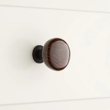 Barringer Striped Brown Ceramic Cabinet Knob With Iron Base