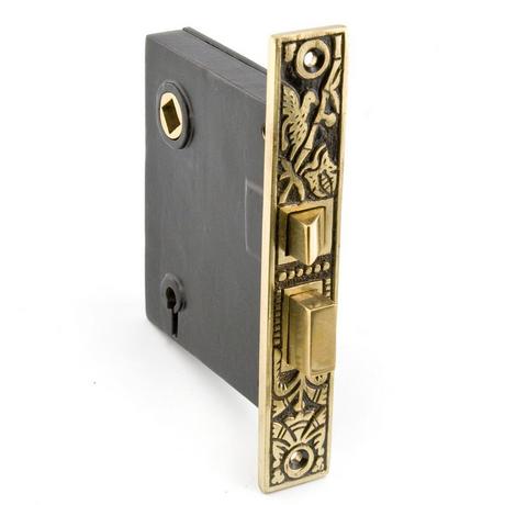 Hummingbird Mortise Lock Set - Privacy - Blackened Brass