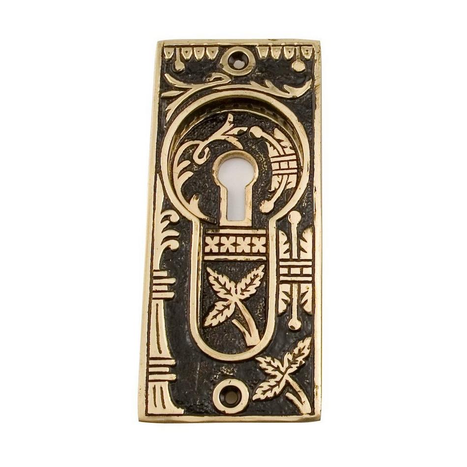 Leaf Pocket Door Mortise Lock - Privacy - Blackened Brass, , large image number 1