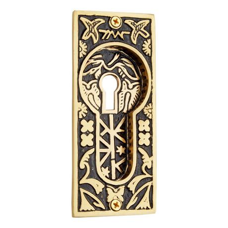 Butterfly Recessed Pocket Door Flush Pull - Blackened Brass