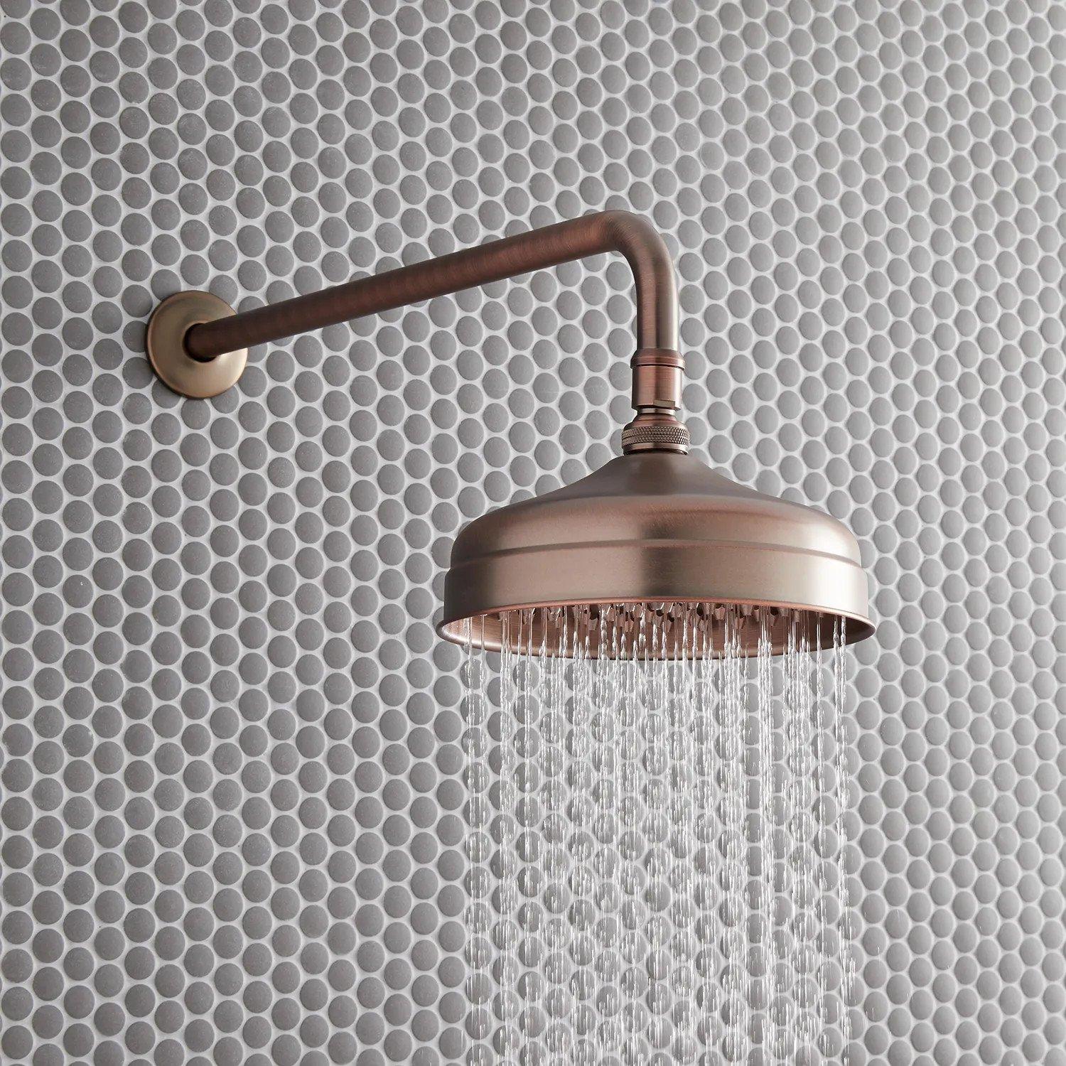 8 Rainfall Nozzle Shower Head - 19 Extended Arm - Oil Rubbed Bronze |  Signature Hardware