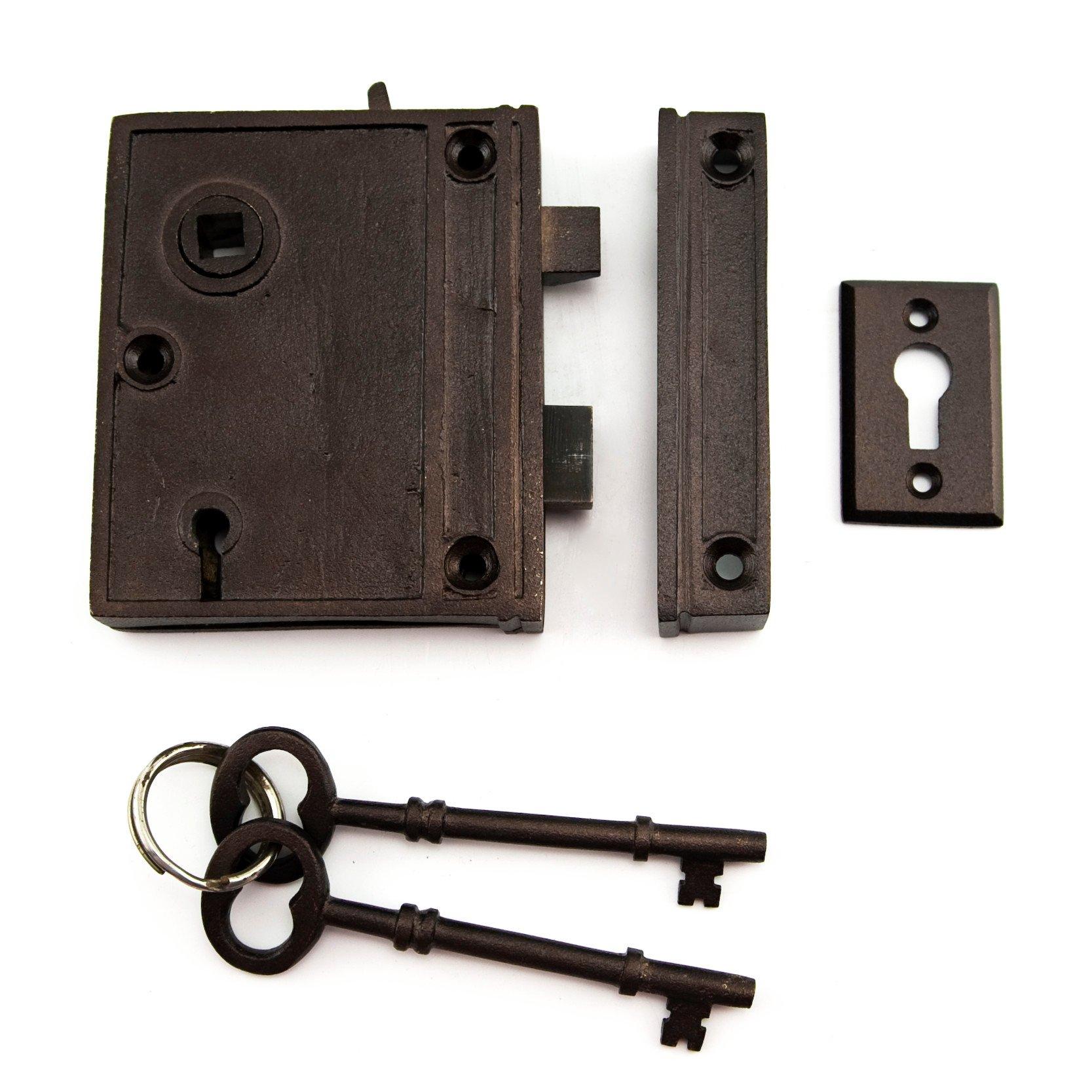 Restorers Classic Steel Cabinet Lock with Skeleton Key