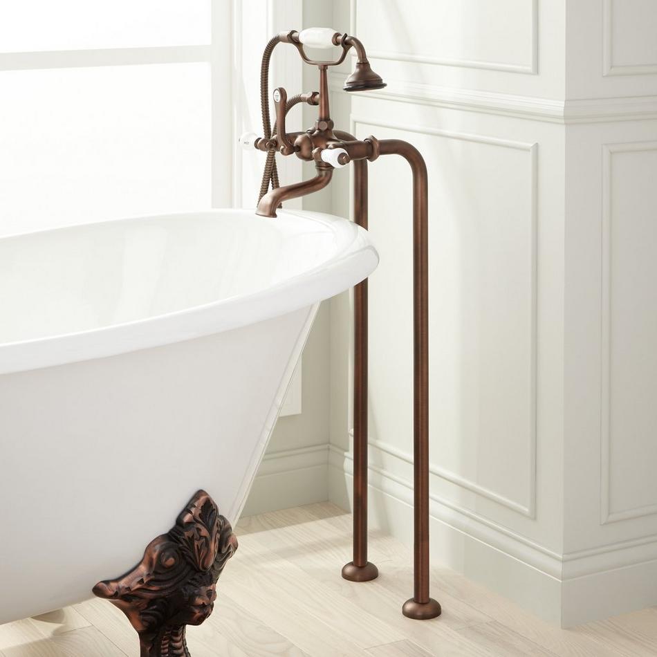 Freestanding Telephone Tub Faucet & Supplies - Porcelain Lever Handles, , large image number 4