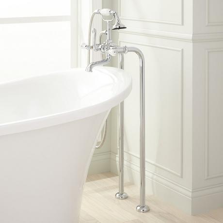 Freestanding Telephone Tub Faucet & Supplies - Porcelain Lever Handles