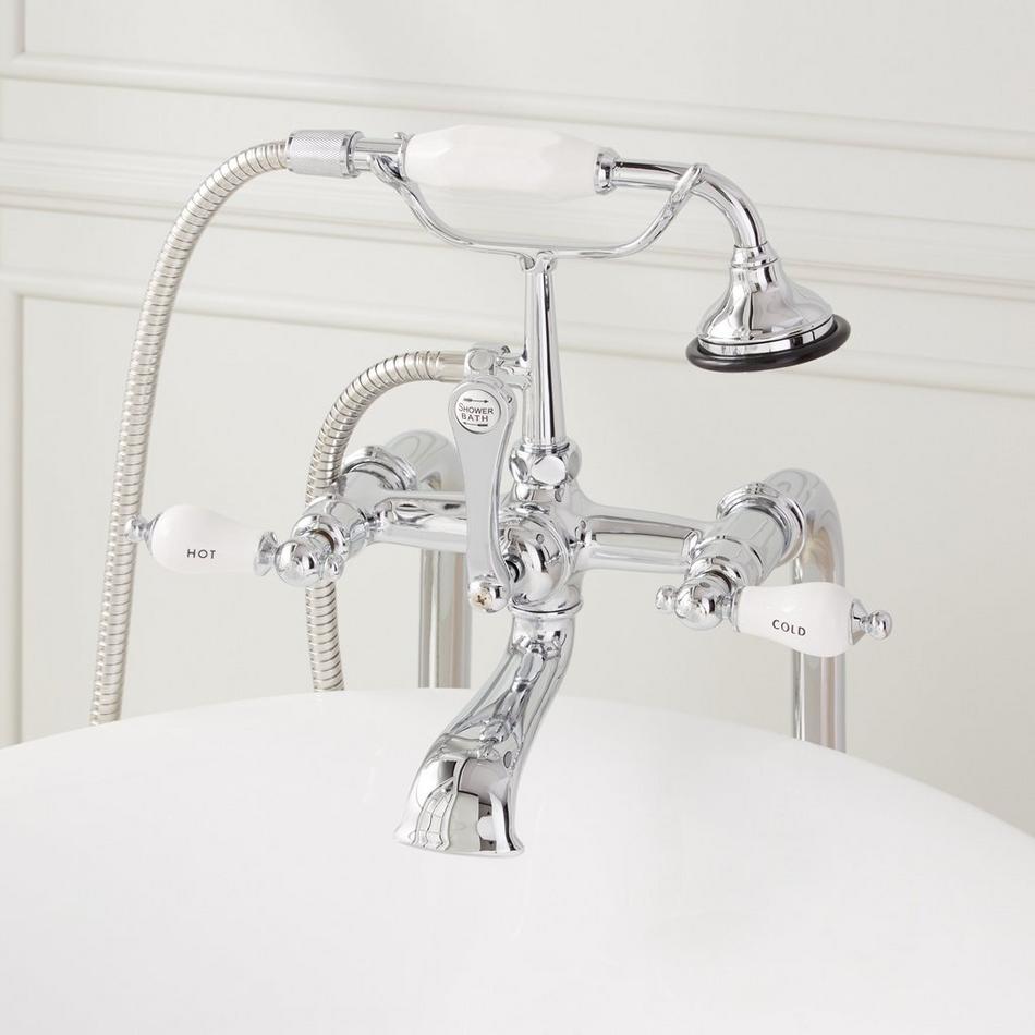 37-1/2" Freestanding Telephone Faucet - Porcelain Lever Handles - Chrome, , large image number 1