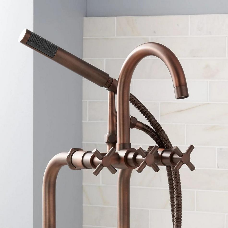 37-1/2" Sebastian Cross Handle Freestanding Tub Faucet Set - Cross Handle - Bronze, , large image number 1