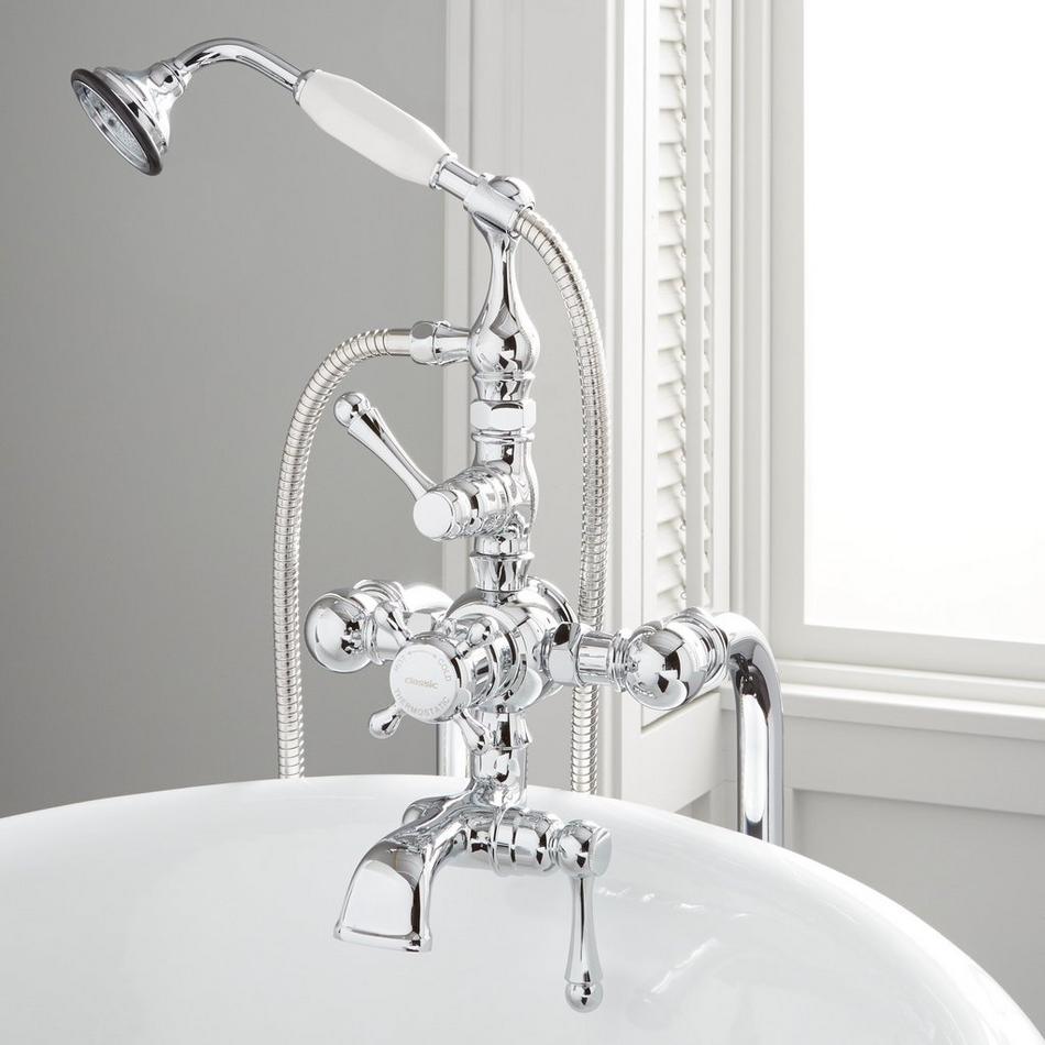 37-1/2" Nottingham Freestanding Thermostatic Tub Faucet and Supplies - Chrome, , large image number 1