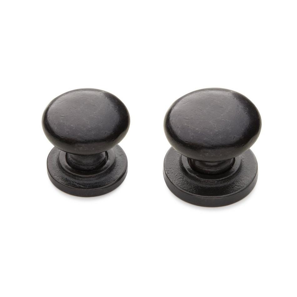 1-1/4" Solid Bronze Round Knob with Beveled Round Base Plate - Dark Bronze, , large image number 1
