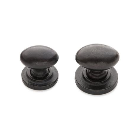 Solid Bronze Oval Knob with Beveled Round Base Plate
