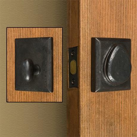 Solid Bronze Rectangular Deadbolt Lock - Dark Bronze