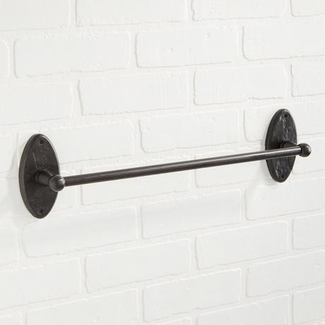 Solid Bronze Towel Bar with Gothic Oval Base