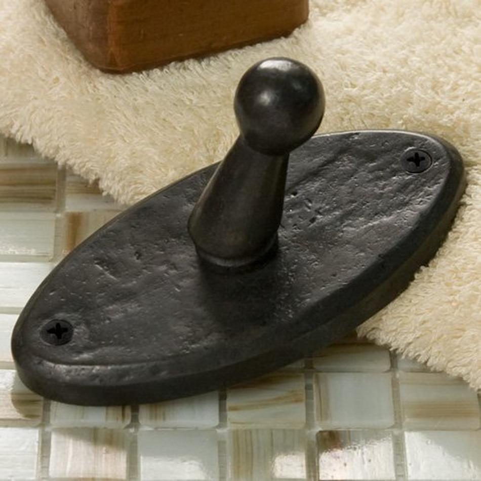 Solid Bronze Robe Hook with Gothic Oval Base - Dark Bronze, , large image number 0