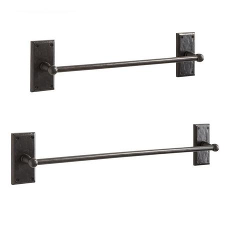 Solid Bronze Towel Bar with Gothic Rectangular Base