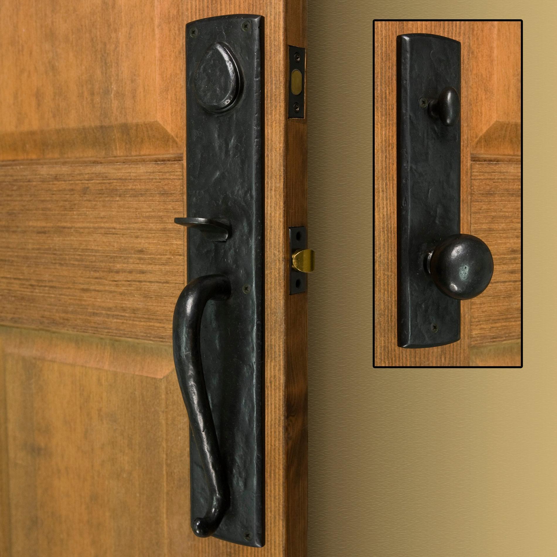 Ellis Solid Bronze Entrance Door Set with Round Knob | Signature Hardware