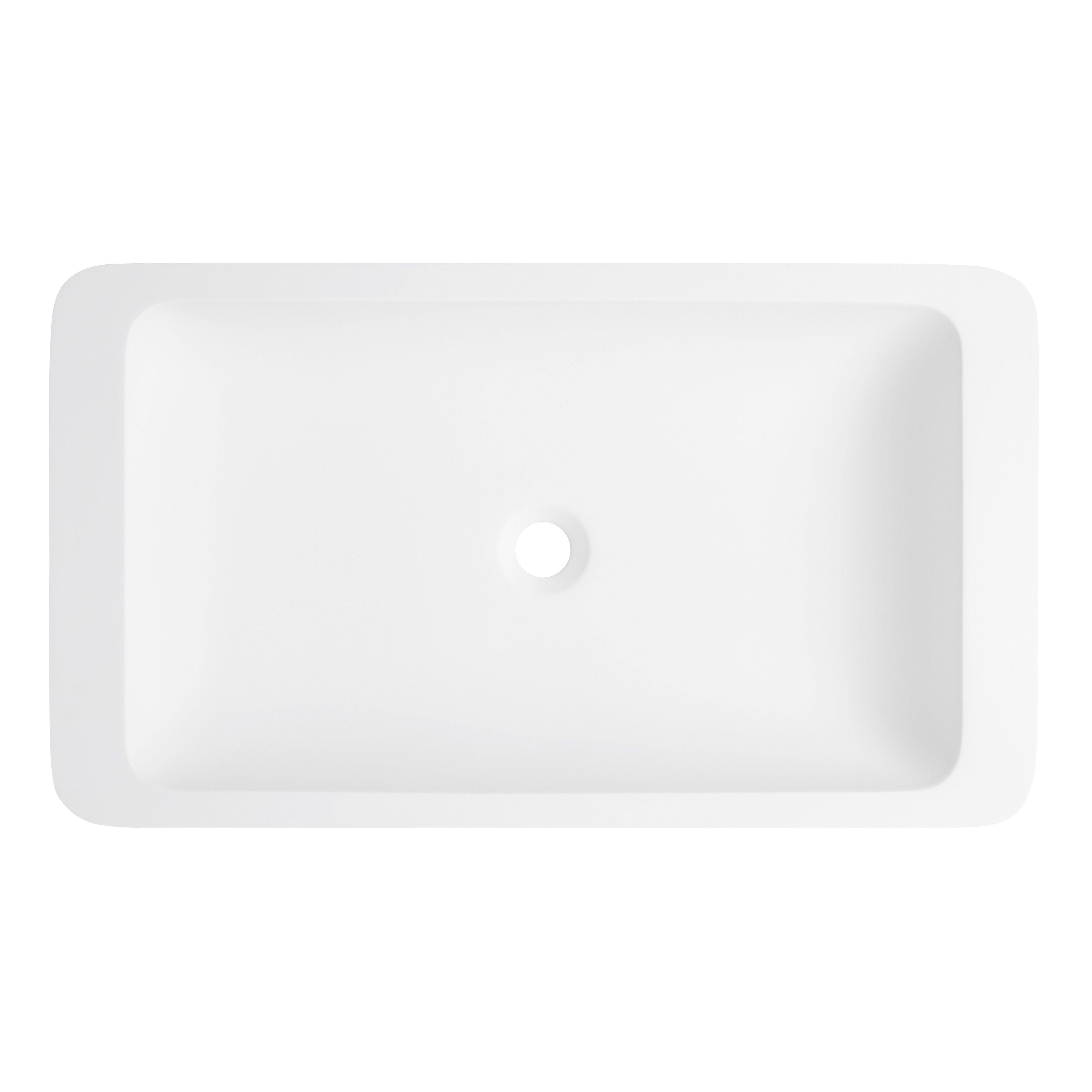 その他 SAKEHUNDRED Resser Solid Surface Rectangular Semi-Recessed Sink - White