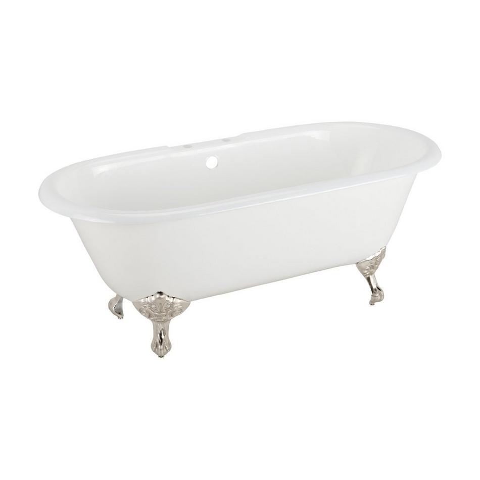66" Sanford Cast Iron Clawfoot Tub - Brushed Nickel Imperial Feet - 7" Rim Holes, , large image number 0