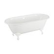 66" Sanford Cast Iron Clawfoot Tub - White Imperial Feet - No Tap Holes - Rolled Rim, , large image number 0