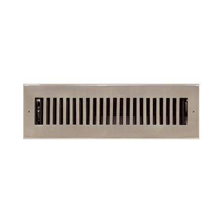 Modern Brass Wall Register - Brushed Nickel 2-1/4" x 12" (3-3/4" x 13-1/2" Overall)