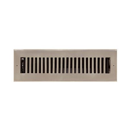 Modern Brass Wall Register - Brushed Nickel 2-1/4" x 12" (3-3/4" x 13-1/2" Overall)