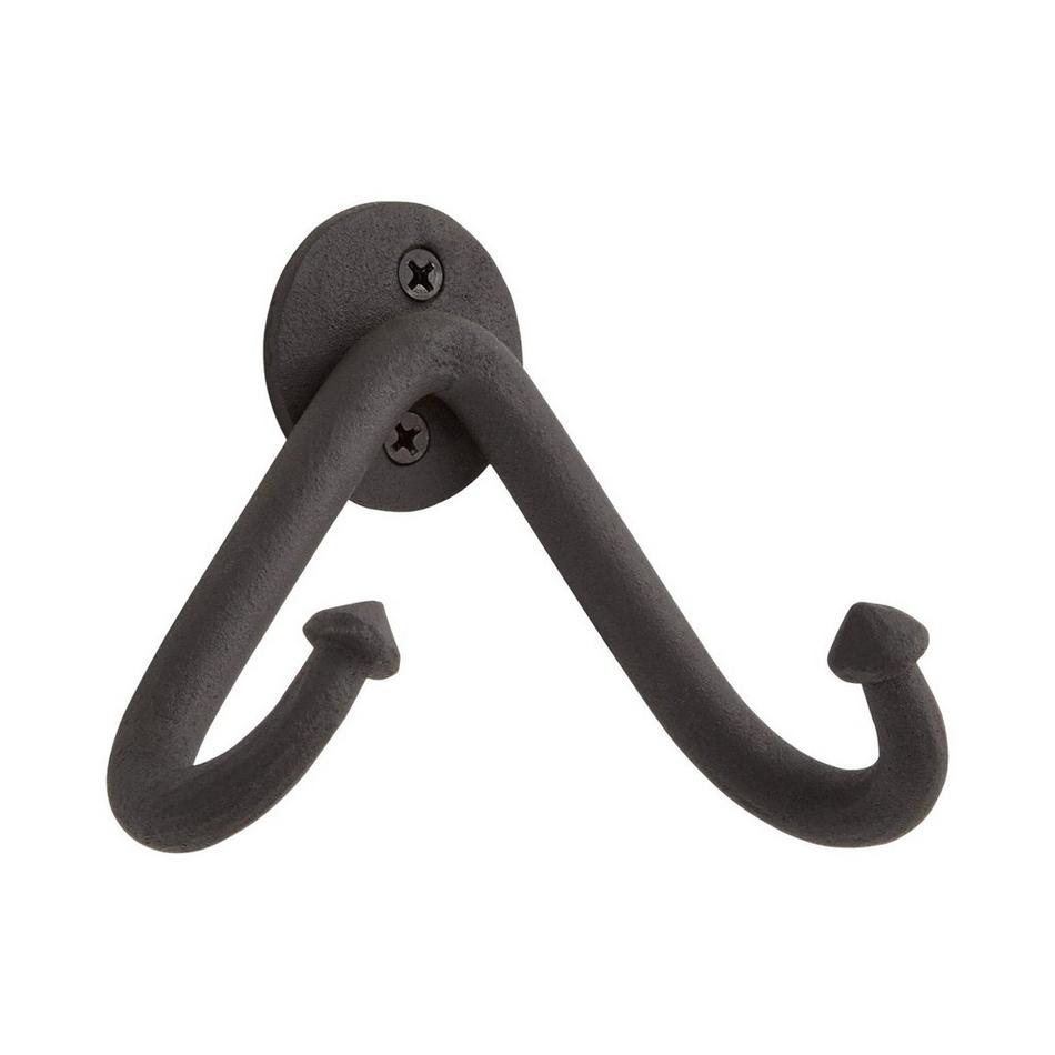 Rustic Hand-Forged Iron Double Coat Hook, , large image number 0