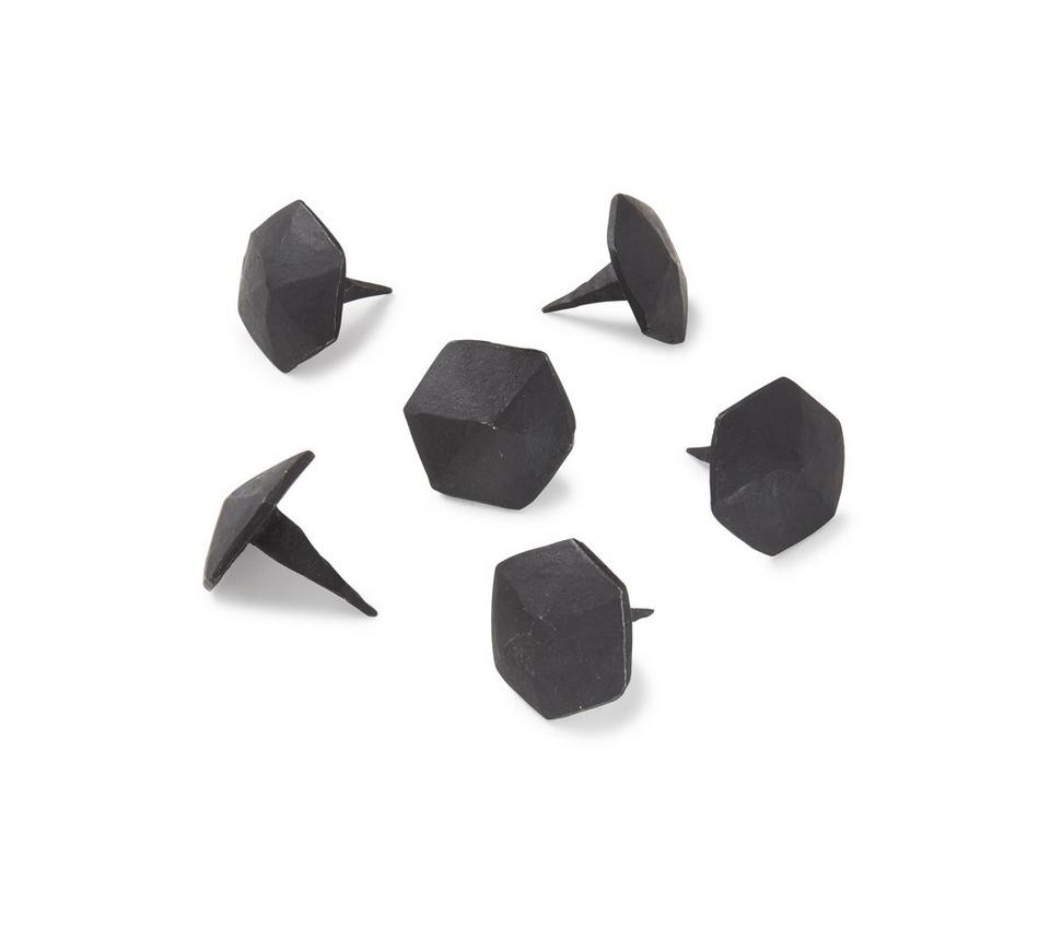 Hand-Forged Iron Hexagon Nail Head Clavos - Set of 6 - Large - Natural Black, , large image number 0