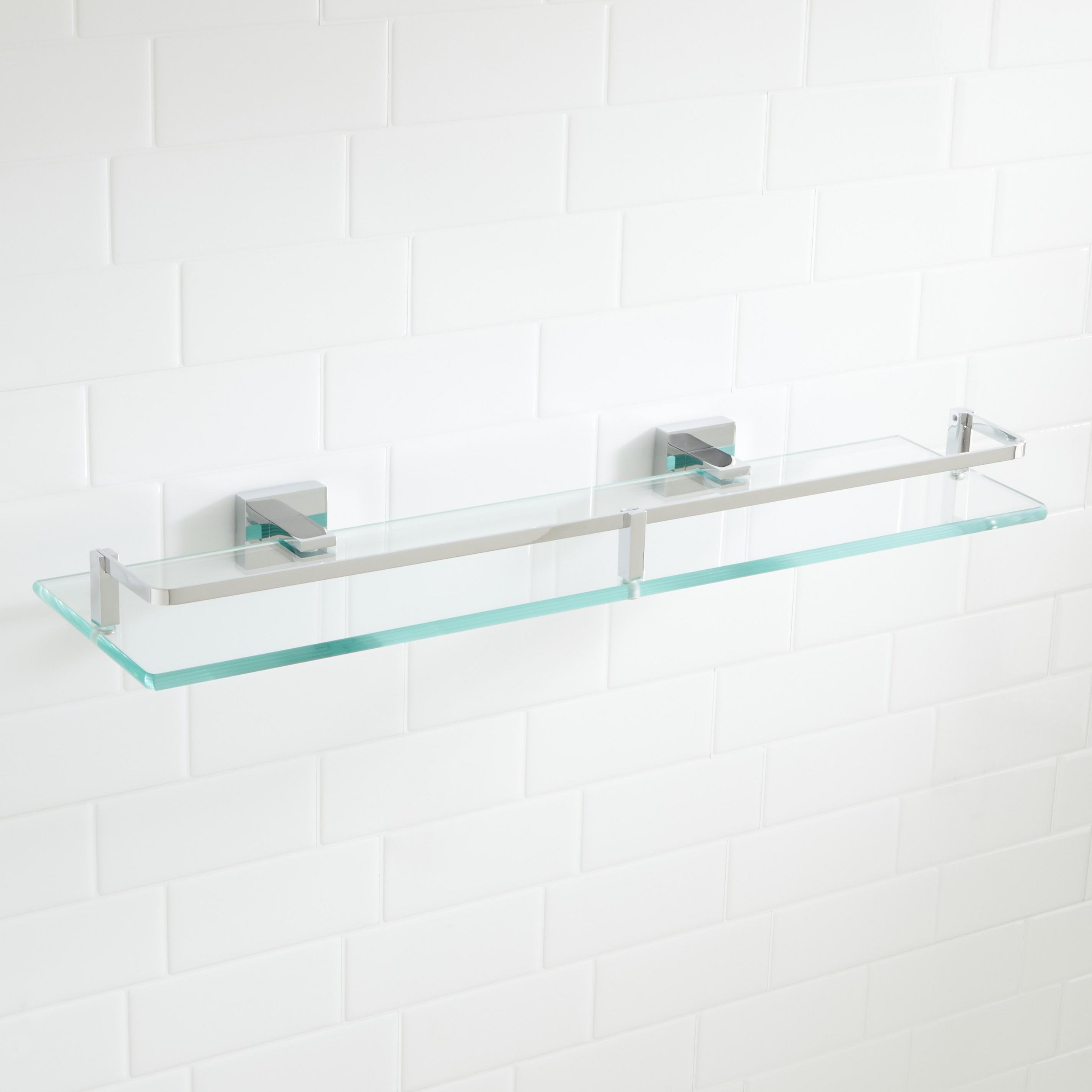Albury Collection Tempered Glass Shelf - Chrome | Signature Hardware