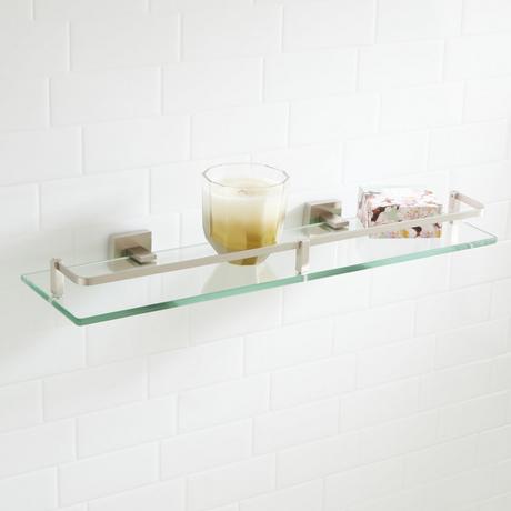 Bluegate Inc Bathroom Tempered Glass Curved Corner Shelf 10x10