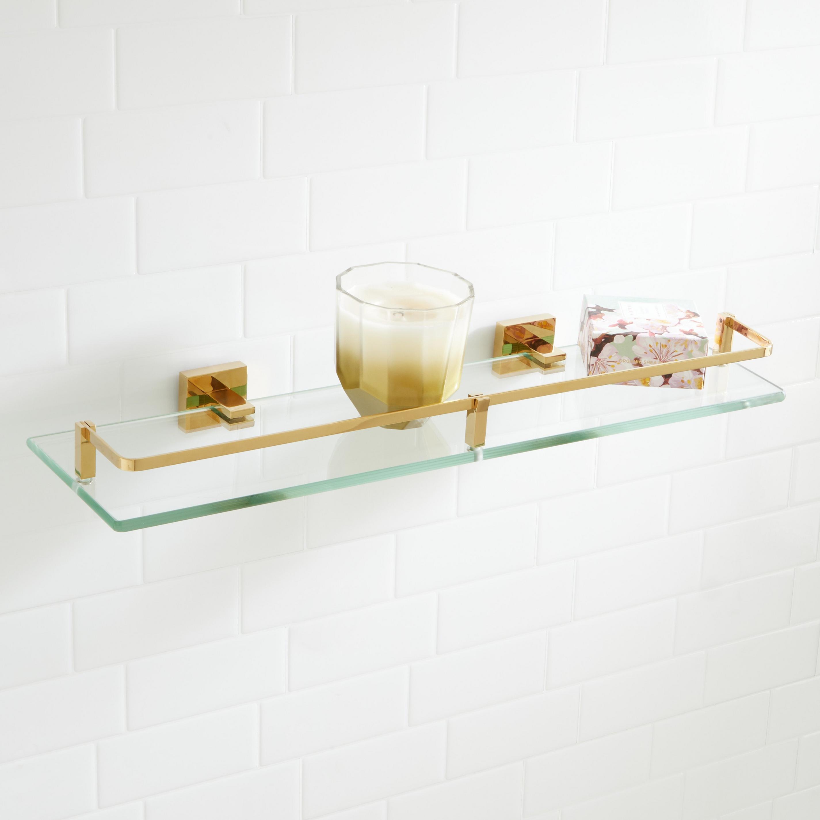 Signature Hardware Albury Mensola Da Bagno In Vetro Temperato – 19-5/8" (49,8 Cm) – Staffe Regolabili In Larghezza - 4