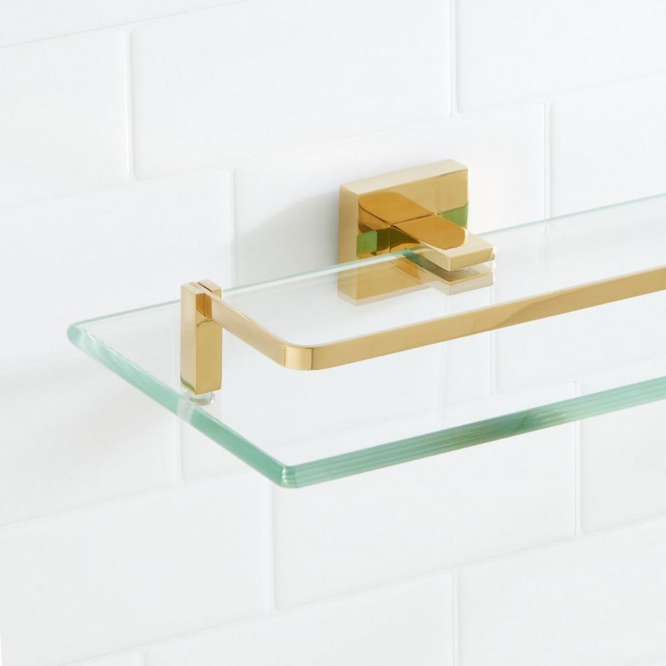 Albury Collection Tempered Glass Shelf - Polished Brass, , large image number 1