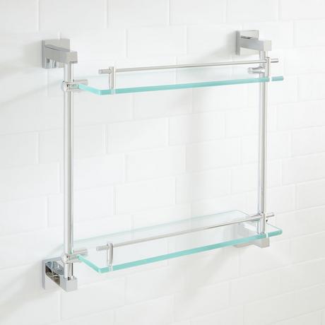 Modern Overhang Double Glass Bathroom Shelf