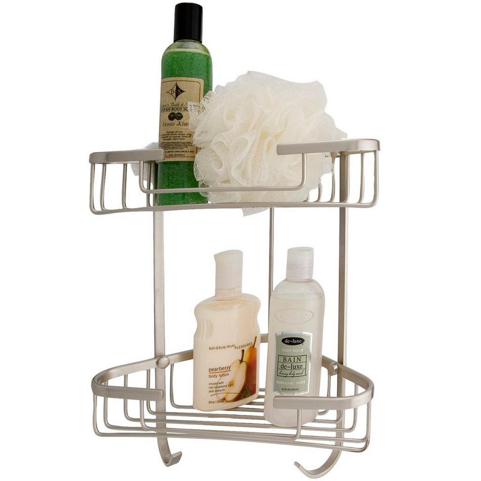 Corner Bathroom Shelf Oil Rubbed Bronze Two Tier Shower Caddy Basket  Hardware Wall Mount