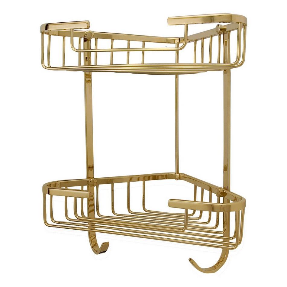 Signature Hardware 916764 Solid Brass Two Tiered Corner Basket