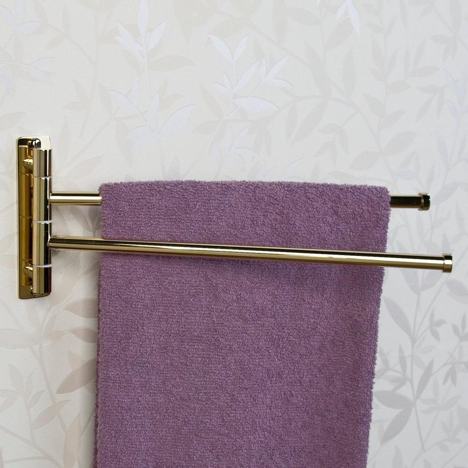 Solid Brass Double Swing Arm Towel Bar, , large image number 2