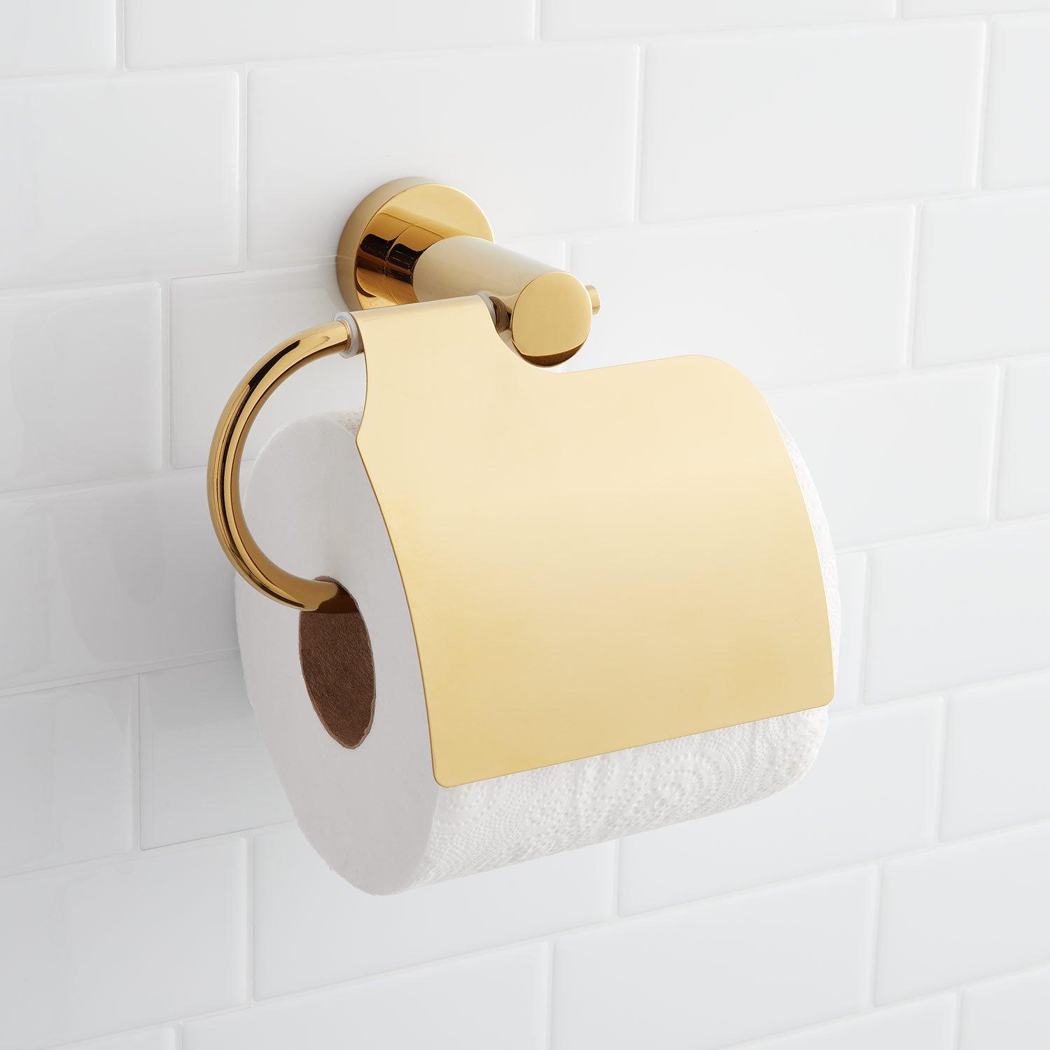 Signature Hardware Dering Paper Holder Bathroom Accessory - Polished Brass 248157