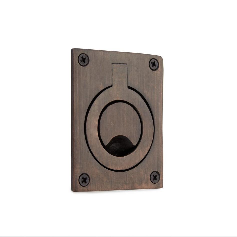 Small Rectangular Recessed Ring Flush Pull - Oil Rubbed Bronze, , large image number 0