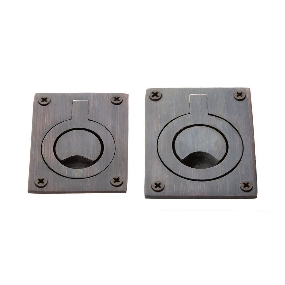 Small Rectangular Recessed Ring Flush Pull - Oil Rubbed Bronze, , large image number 1