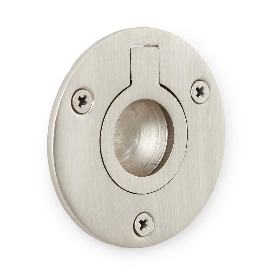 Large Round Recessed Ring Pull - Brushed Nickel, , large image number 0