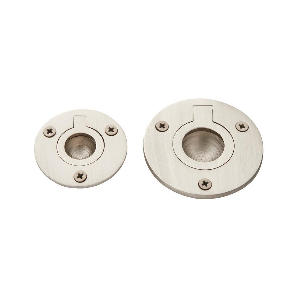 Large Round Recessed Ring Pull - Brushed Nickel, , large image number 1