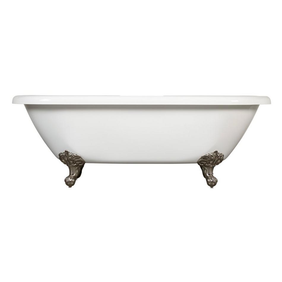 69" Audrey Acrylic Clawfoot Tub - Brushed Nickel Imperial Feet - No Tap Holes or Overflow, , large image number 1