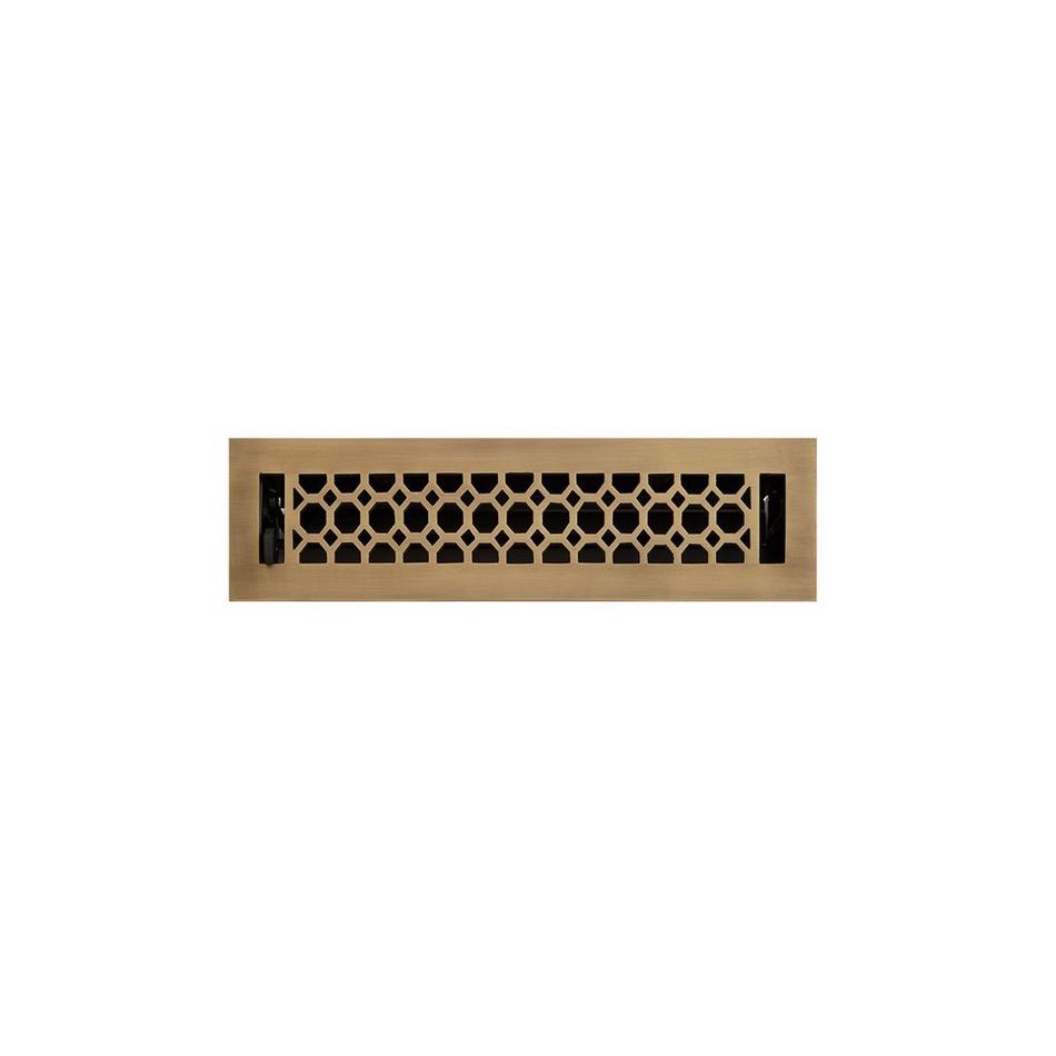 Honeycomb Brass Floor Register - Antique Brass 2-1/4" x 12" (3-1/4" x 13-1/4" Overall), , large image number 0