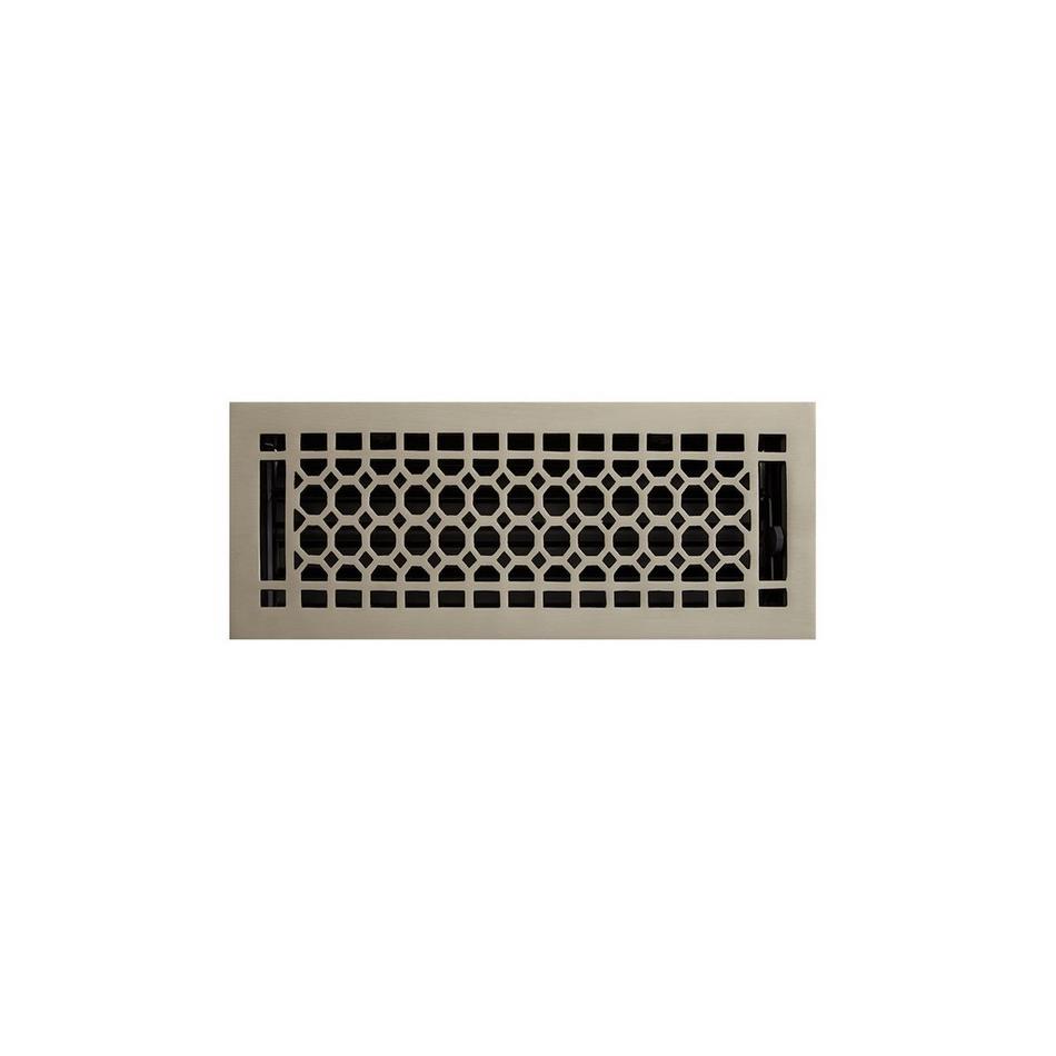 Honeycomb Brass Floor Register - Brushed Nickel 4"x10" (5"x11-1/8" Overall), , large image number 0