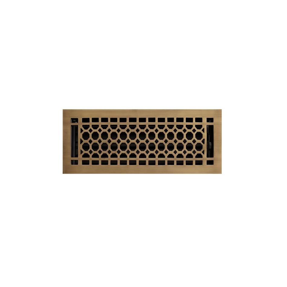 Honeycomb Brass Floor Register - Antique Brass 4"x12" (5"x13-1/4" Overall), , large image number 0