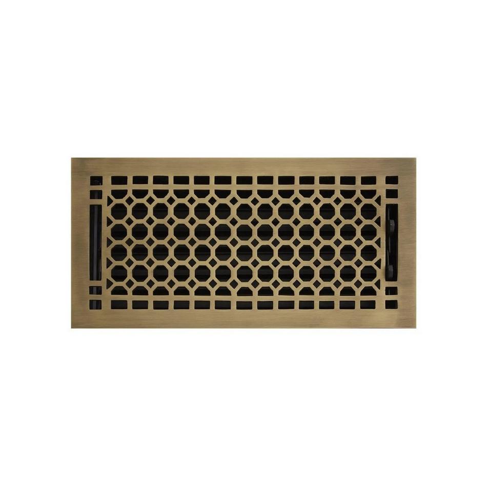 Honeycomb Brass Floor Register - Antique Brass 6" x 8" (6-3/4" x 9-1/4 "  Overall), , large image number 0