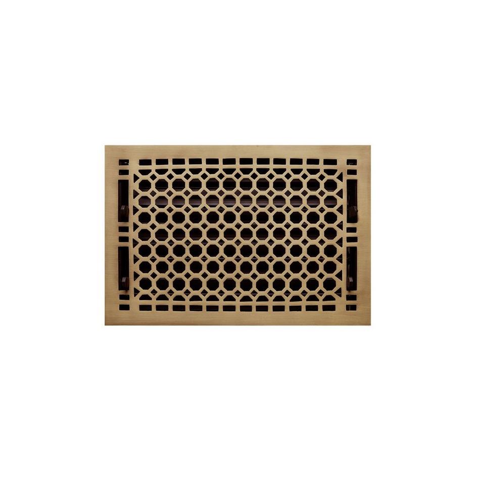 Honeycomb Brass Floor Register - Antique Brass 8"x10" ( 9-1/4"x11" Overall), , large image number 0