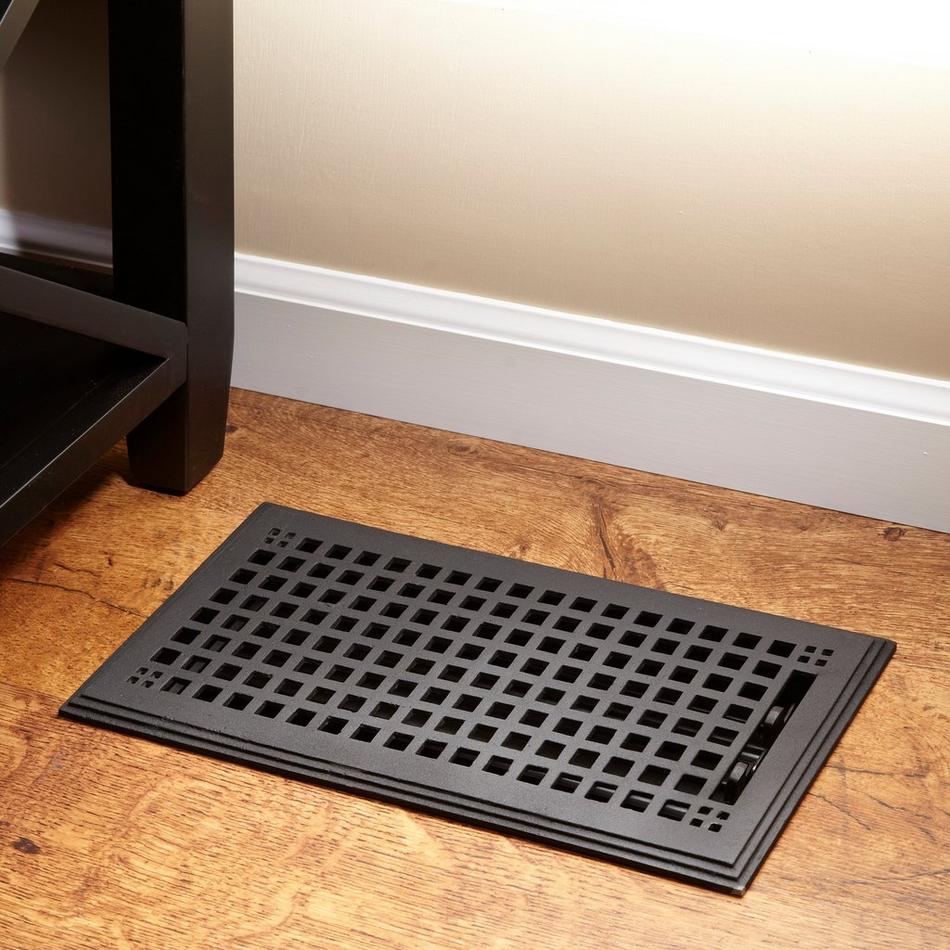 Mission Cast Iron Floor Register - Black 4" x 12" (5-1/2" x 13-3/8" Overall), , large image number 0